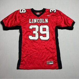 Lincoln #39 Stickney Jersey Mens Large Red/Black Nike Football Outdoors